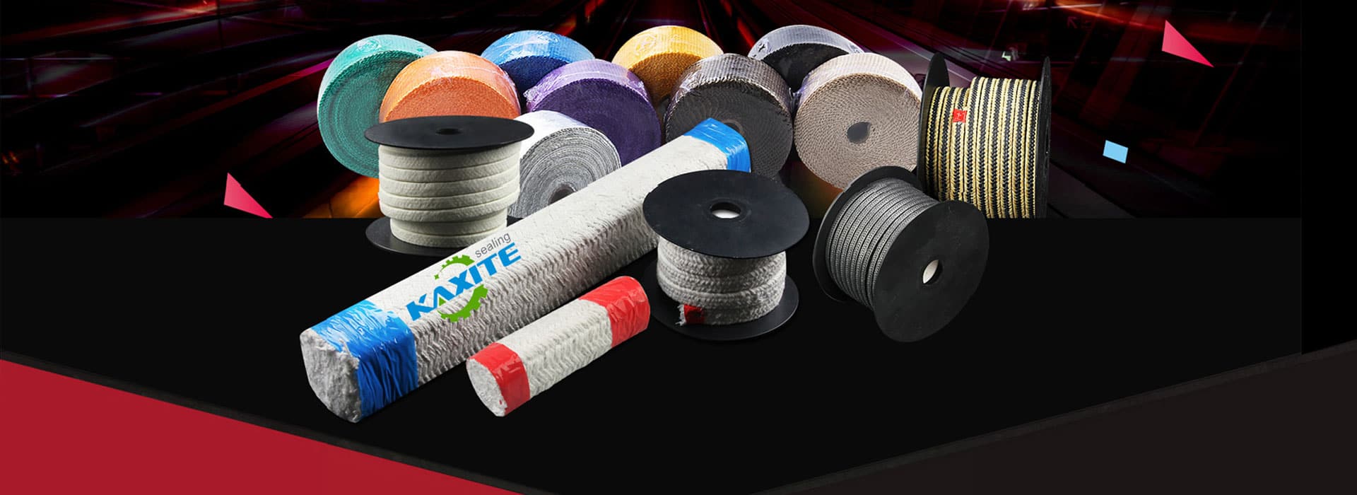 Gaxetas trançadas de grafite e PTFE para vedação da haste da válvula